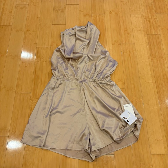 Commense Ruched Satin Jumpsuit - Picture 2 of 2